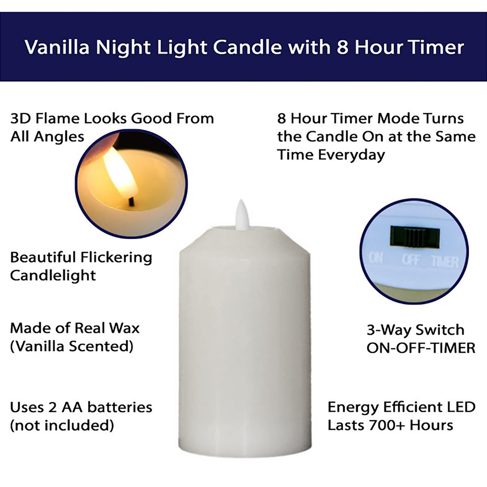 

3D Flameless LED Candles with Timer - Paraffin Wax Table Decorative Candle, 501 Original