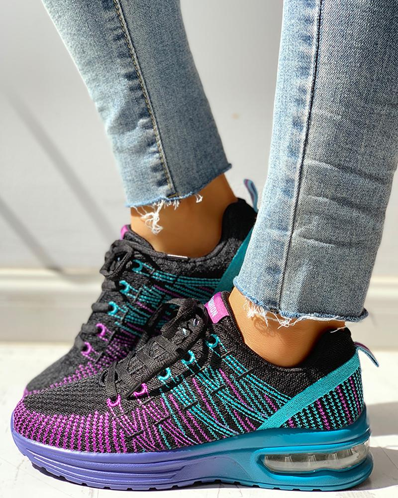 colorblock knitted breathable sneakers