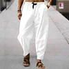 Men's Linen Loose Drawstring Hip-Hop Lantern Pencil Pants by Inlyline
