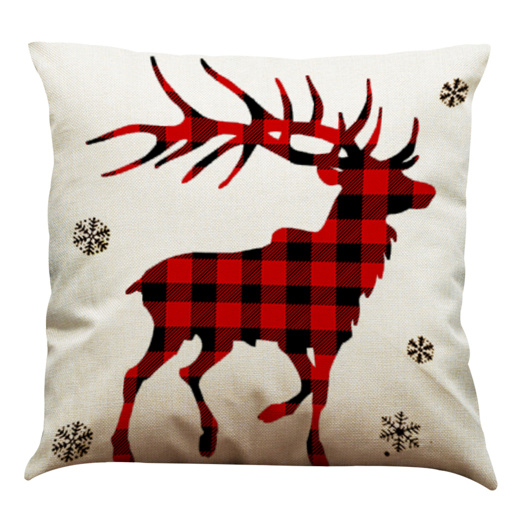 

45x45cm Christmas Print Pillow Case Linen Sofa Cushion Cover Home Decor (C, 501 Original
