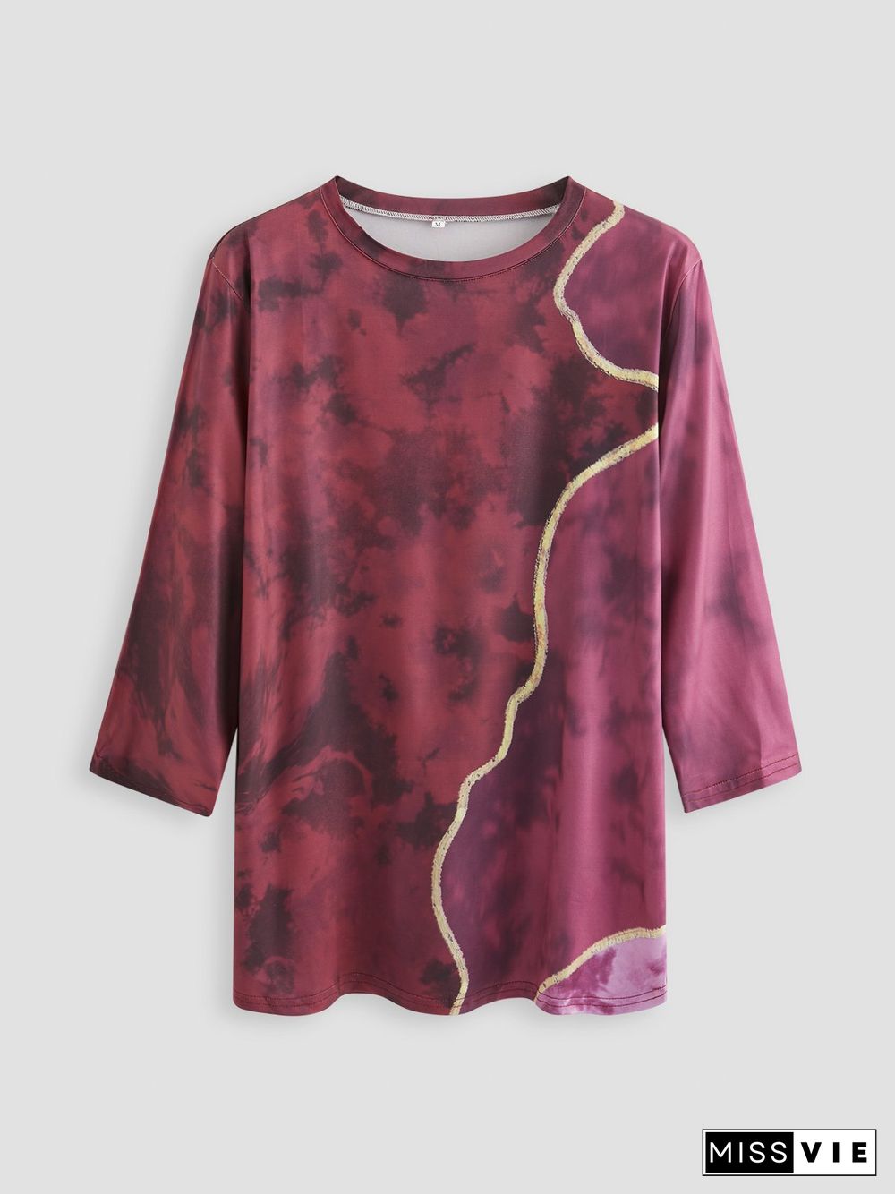 Printed Long Sleeve Crew Neck Casual T-shirt