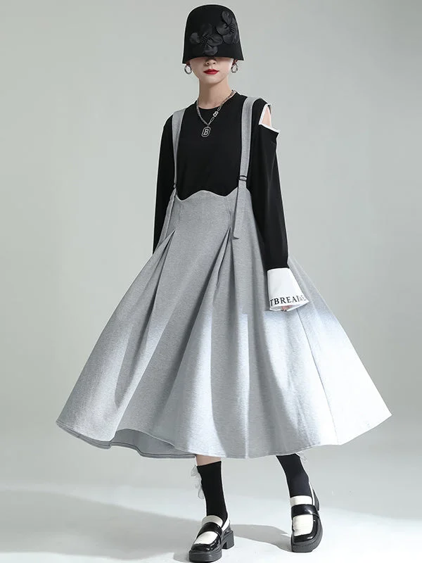 4.13Casual Loose Solid Color Pleated Skirt