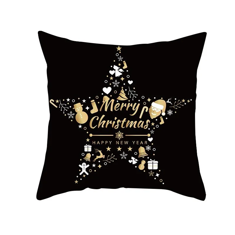 Black Gold Christmas Pillowcase Snowflake Elk Xmas Tree Pillow Merry Christmas Decoration for Home Navidad Present Noel 2021 New