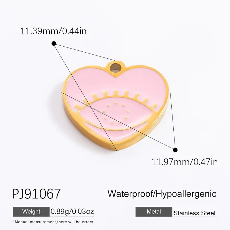 1 Piece 16.47mm 304 Stainless Steel Zircon Geometric Heart Shape Eye Pendant Jewelry Accessories