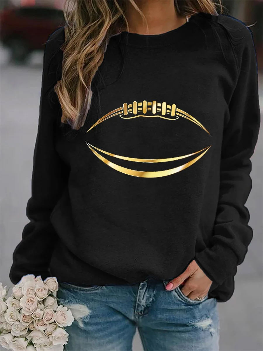 Women's Simple Football Print Sweatshirt