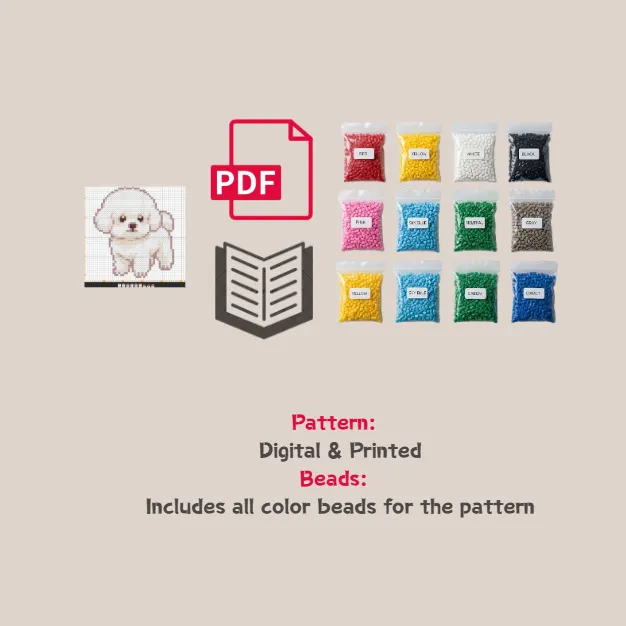 Border Collie Pattern Fuse Bead Kit  | Cute DIY Fuse 1406 Beads Set