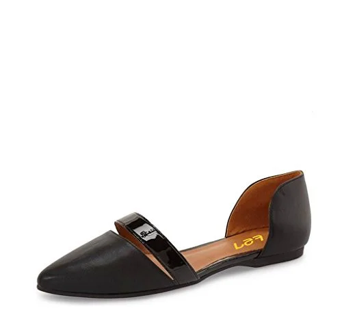Black Comfortable Flats Pointy Toe School  Shoes |FSJ Shoes