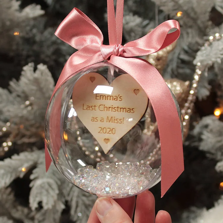 Personalized Heart Ball Ornament Custom 1st Christmas Bauble Gifts
