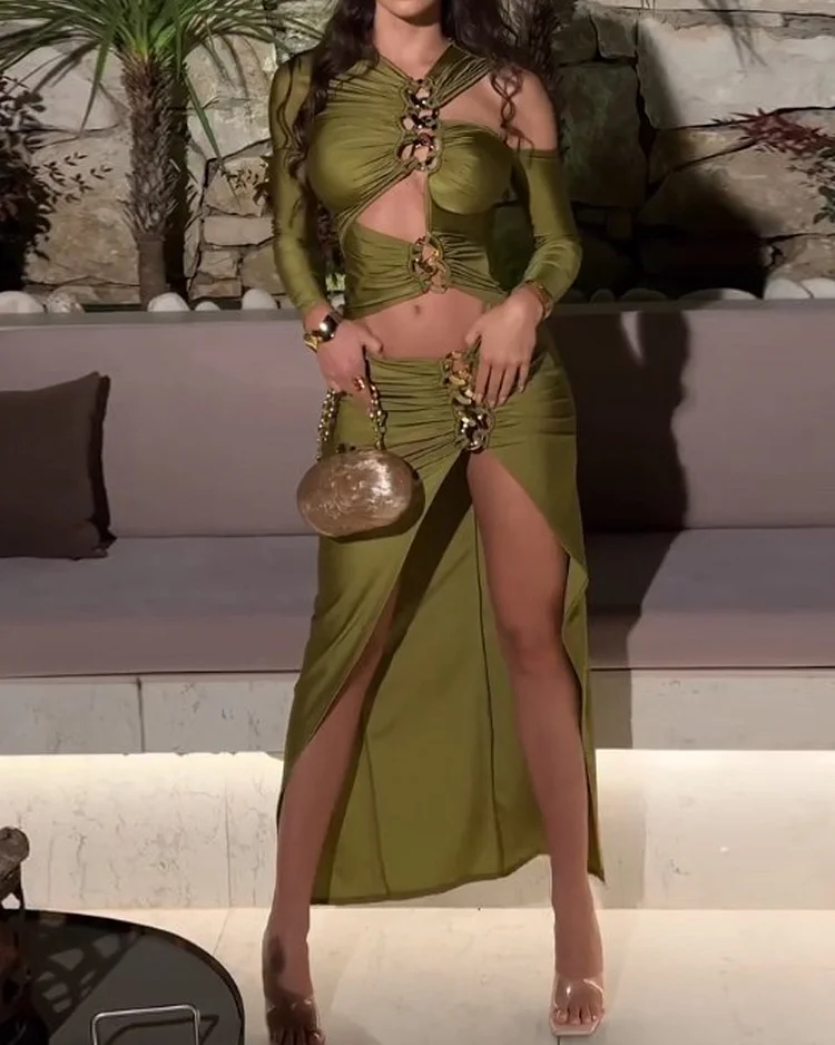 Off-shoulder strappy solid color dress