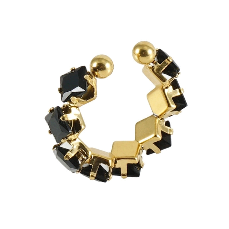 Retro Square Stainless Steel Inlaid Zircon Rings