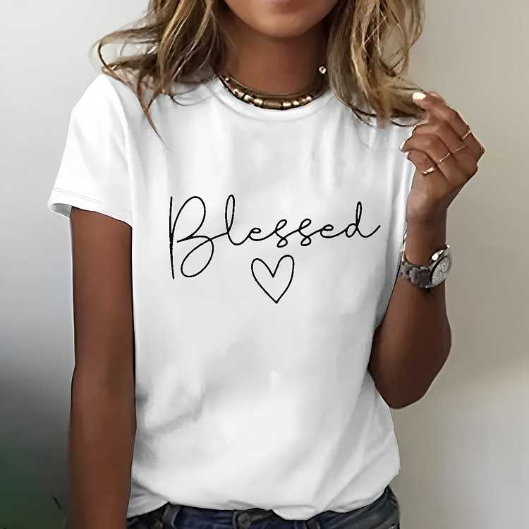 Blessed Heart Print T-shirt