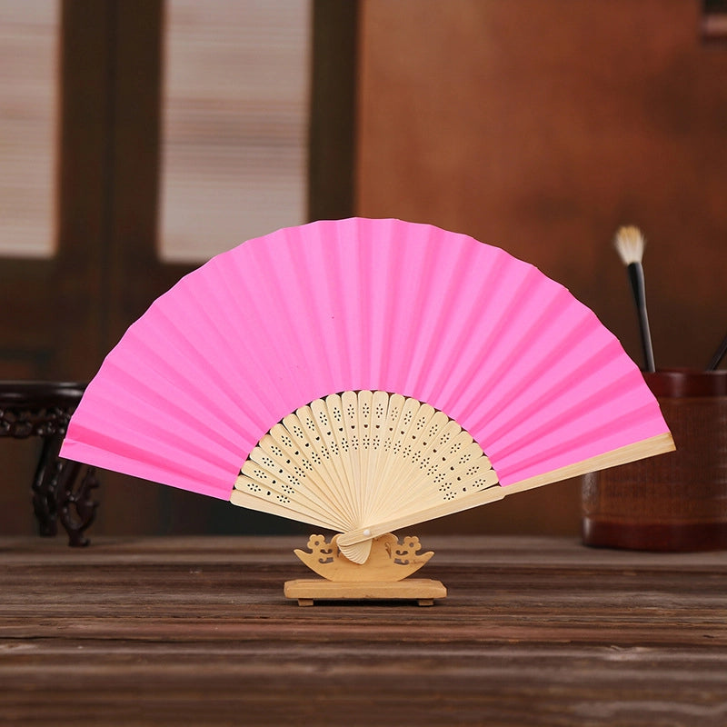 7-inch White Paper Fan Blank Folding Colorful Children’s Drawing Fan Diy Handmade Coloring Plain Surface Office Bamboo Crafts