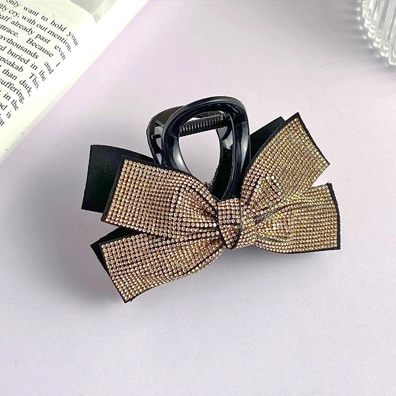 Women’s Minimalist Commute Bow Knot Plastic Inlay Rhinestones Hair Claws