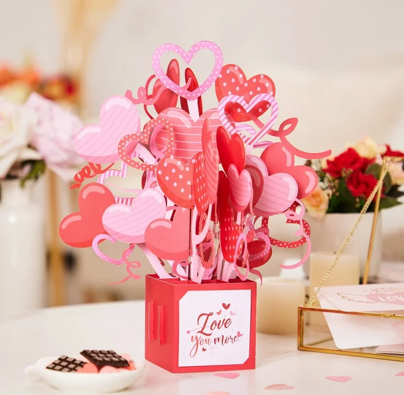Love You More 3D Pop-Up Box , Lover  Greeting Card For Valentine's day, Anniversary, Birthday Gifts For Her, Sweet Lover ,Thanks You Card