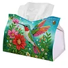 (24cm)Diamond Art Tissue Box Cover DIY PU Desktop Organizer Large(Bird)