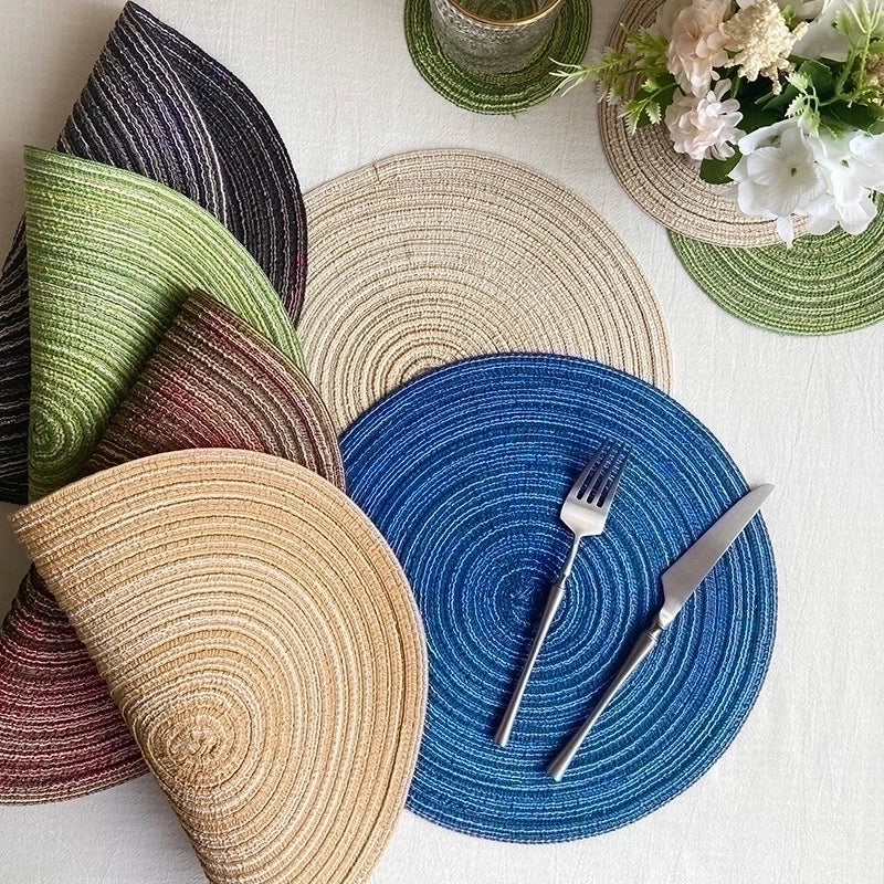 Retro Solid Color Cotton Yarn Placemat 1 Piece