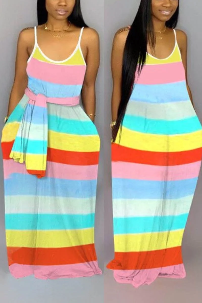 Lovely Multicolor Striped Long dress