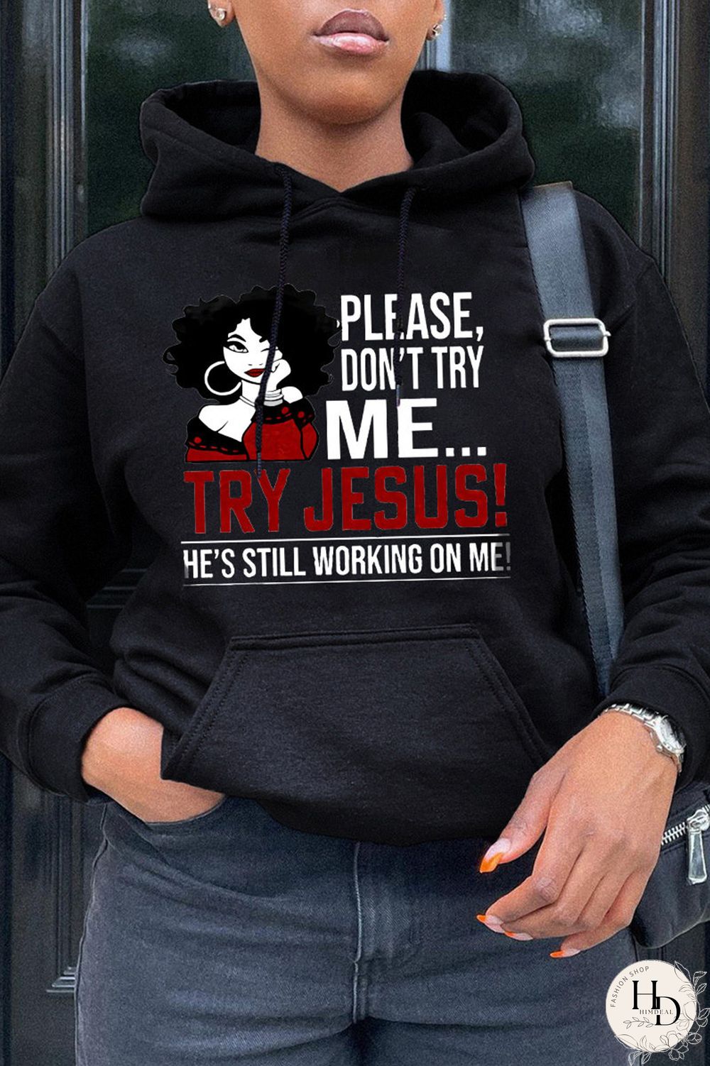 Black Fashion Casual Letter Print Patchwork Basic Hooded Collar Tops