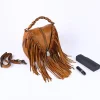 Retro Tassel Genuine First Layer Cowhide Shoulder Bag Handbag