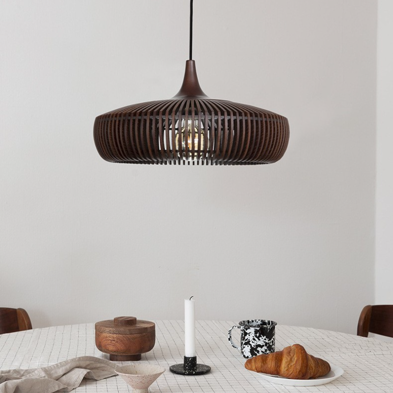 Retro Natural Wood Pendant Light Lampshade For Dining Room