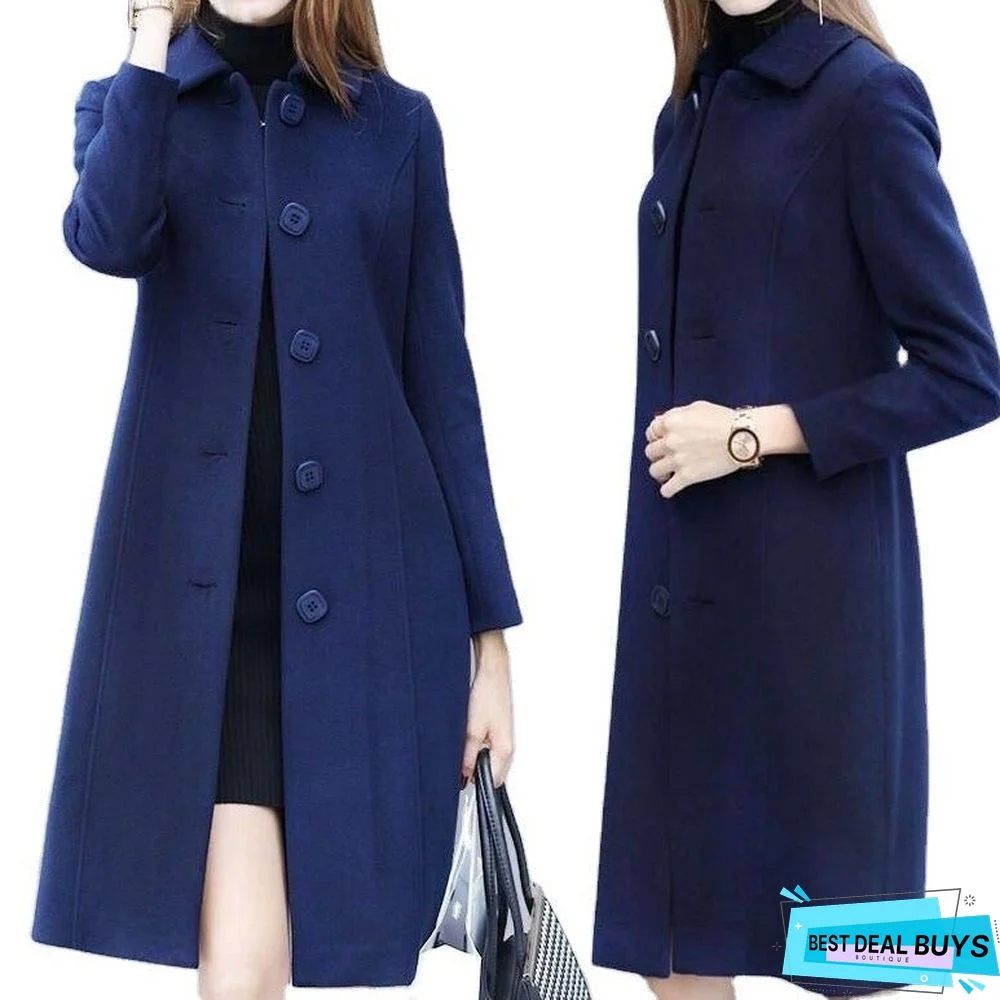 Medium and Large Size Slim Woolen Coat Women