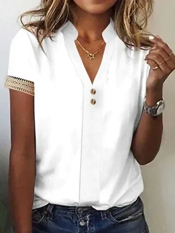 Women's V-neck Short Sleeve Top