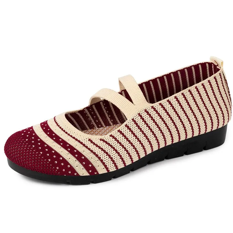 Women's Weaving Breathable Wide Casual Elderly Loafers Flats Shoes 