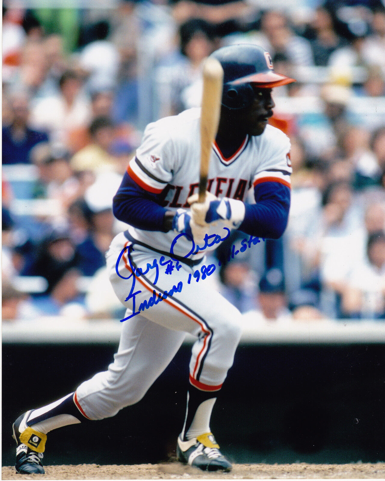 JORGE ORTA CLEVELAND INDIANS 1980 ALL-STAR ACTION SIGNED 8x10