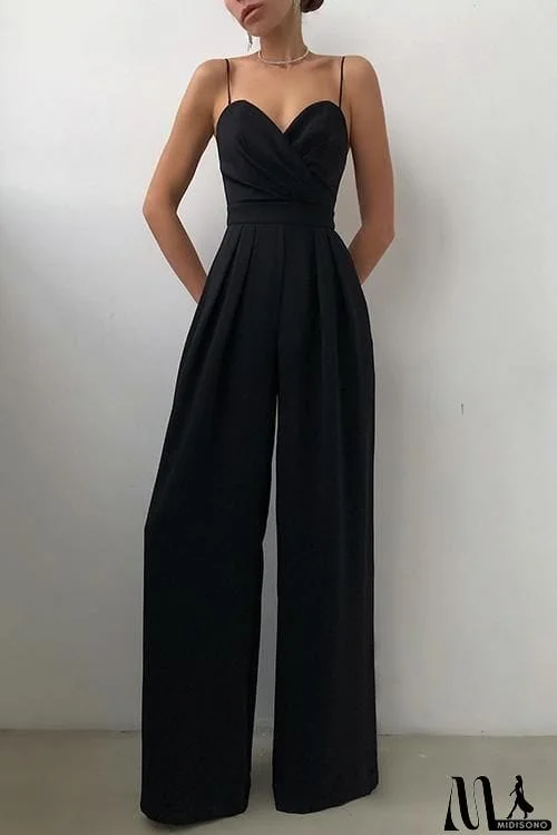 Minimalism Wide Leg Slip Jumpsuits