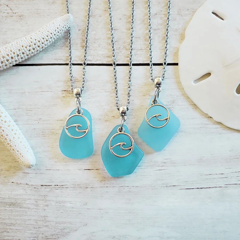 S925 Oceanholic Wave Sea Glass Necklace