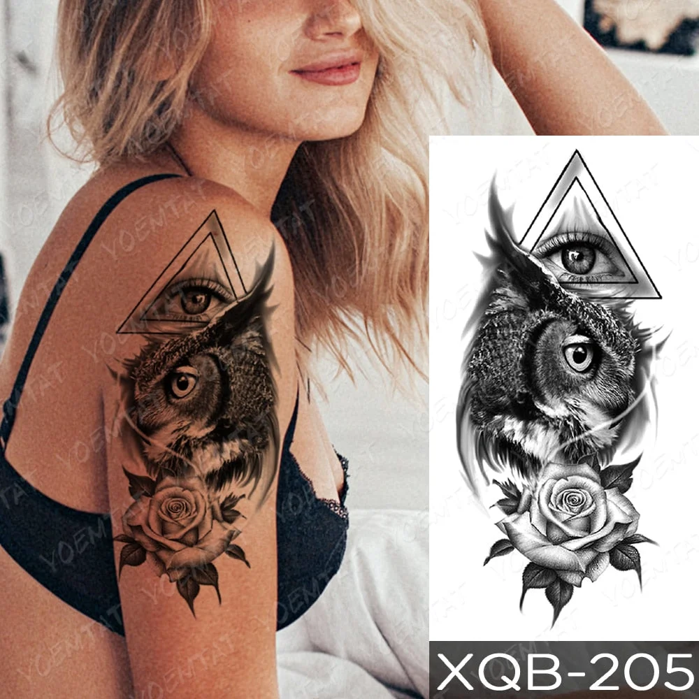 Waterproof Temporary Tattoo Sticker Rose Snake Flower Tattoos Lace Tiger Dragon Body Art Arm Fake Sleeve Tatoo Women