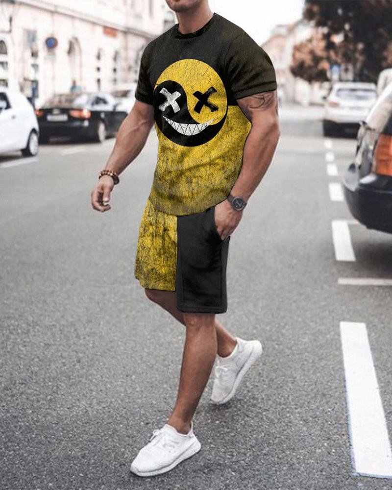 men's casual stitching sports suit