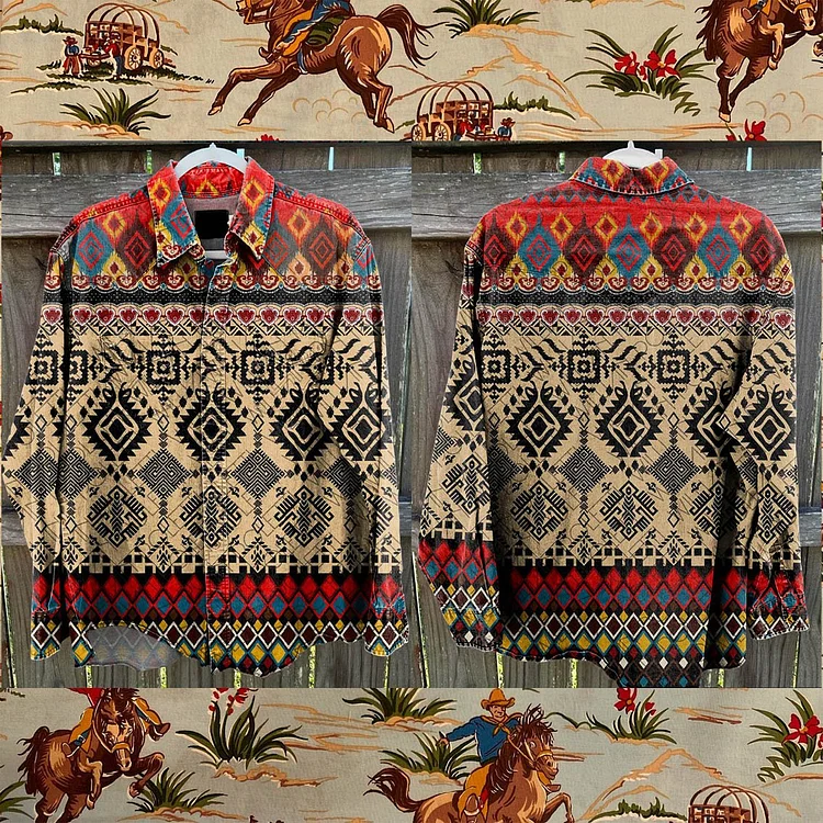 Aztec Pattern Vintage Print Casual Shirt