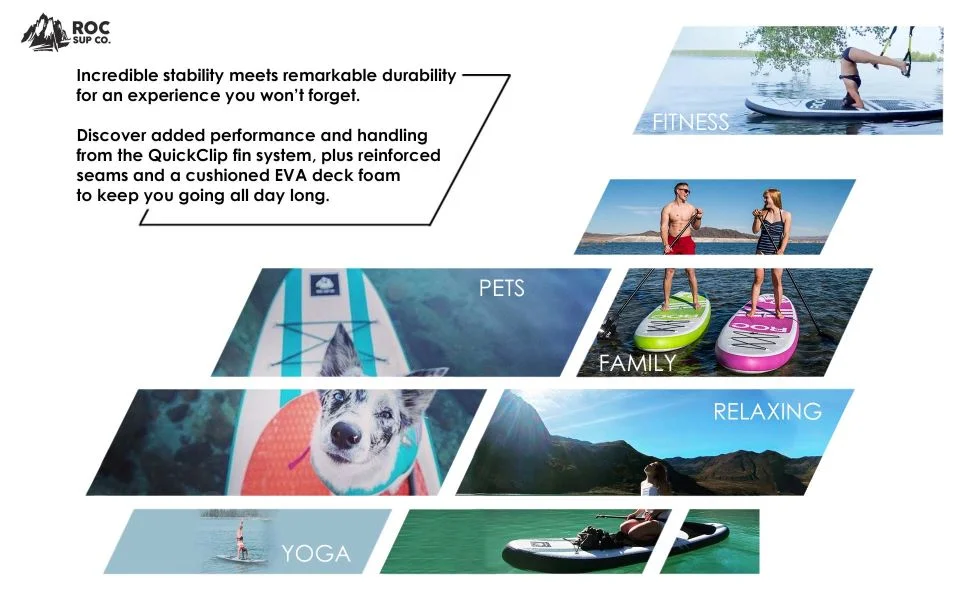 Inflatable paddle board ocean lake river roc paddleboards