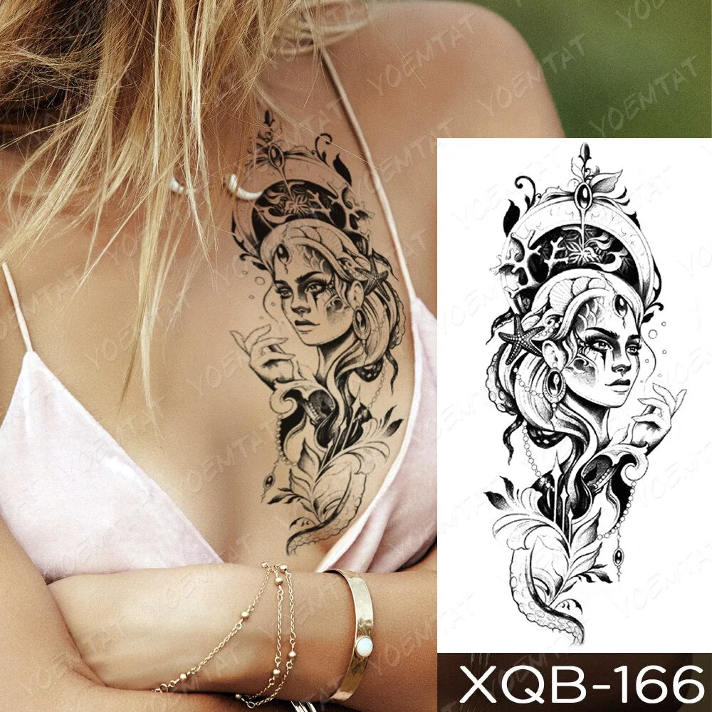 Waterproof Temporary Tattoo Sticker Butterfly Lily Fairy Bird Tattoos Mermaid Girl Body Art Arm Fake Sleeve Tatoo Women Men
