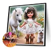 Diamond Painting-DIY Full Round Drill Girl and Pony Puppy