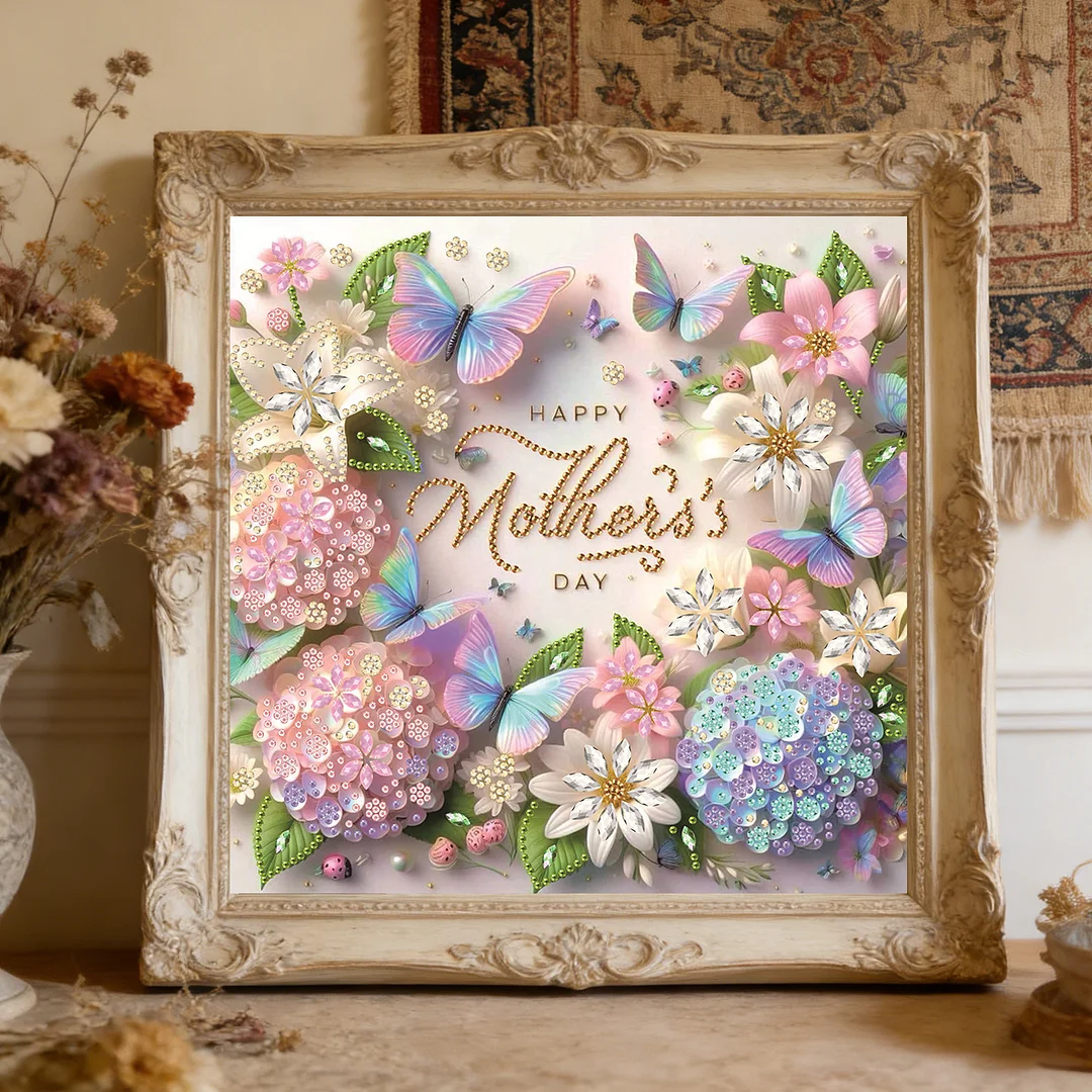 Diamond Painting - Partial Special Shaped Drill - Butterfly Mothers Day(Canvas|30x30cm)