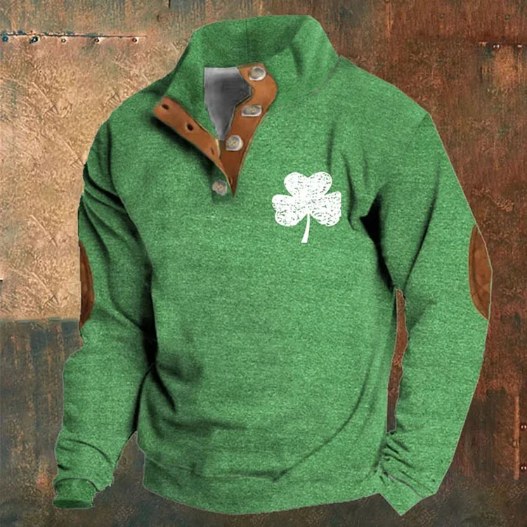 VChics Men's St. Patrick's Day Printed Button Sweatshirt