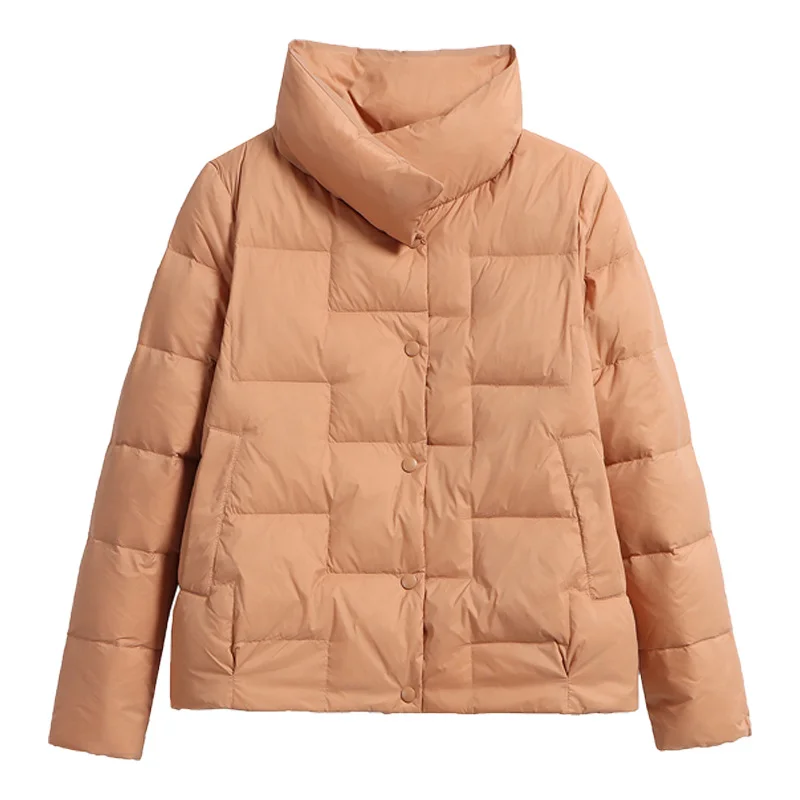 Woherb Autumn And Winter Trapezoidal White Duck Down Down Jacket Thin Loose Casual Big Lapel Collar Short Coat Tide-Outfit Ideas