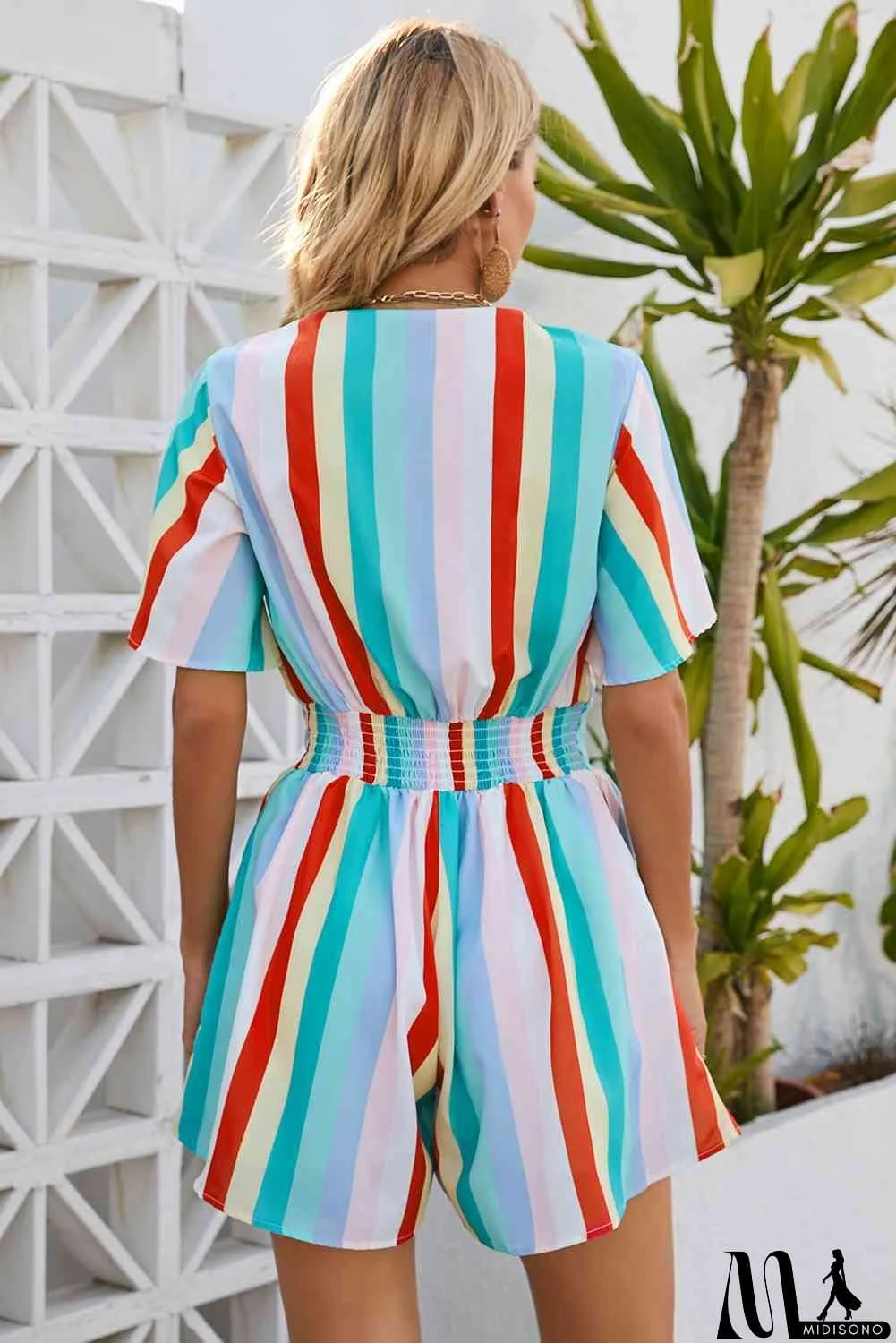 MidiSono - Striped Tie Front Romper