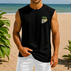  Tropical Skull Graphic Sleeveless T-Shirt for Men - Perfect for Summer Beach Outings by Inlyline