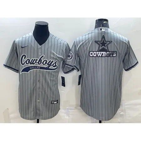 Men's Dallas Cowboys Grey Team Big Logo With Patch Cool Base Stitched Baseball Jersey A2TT