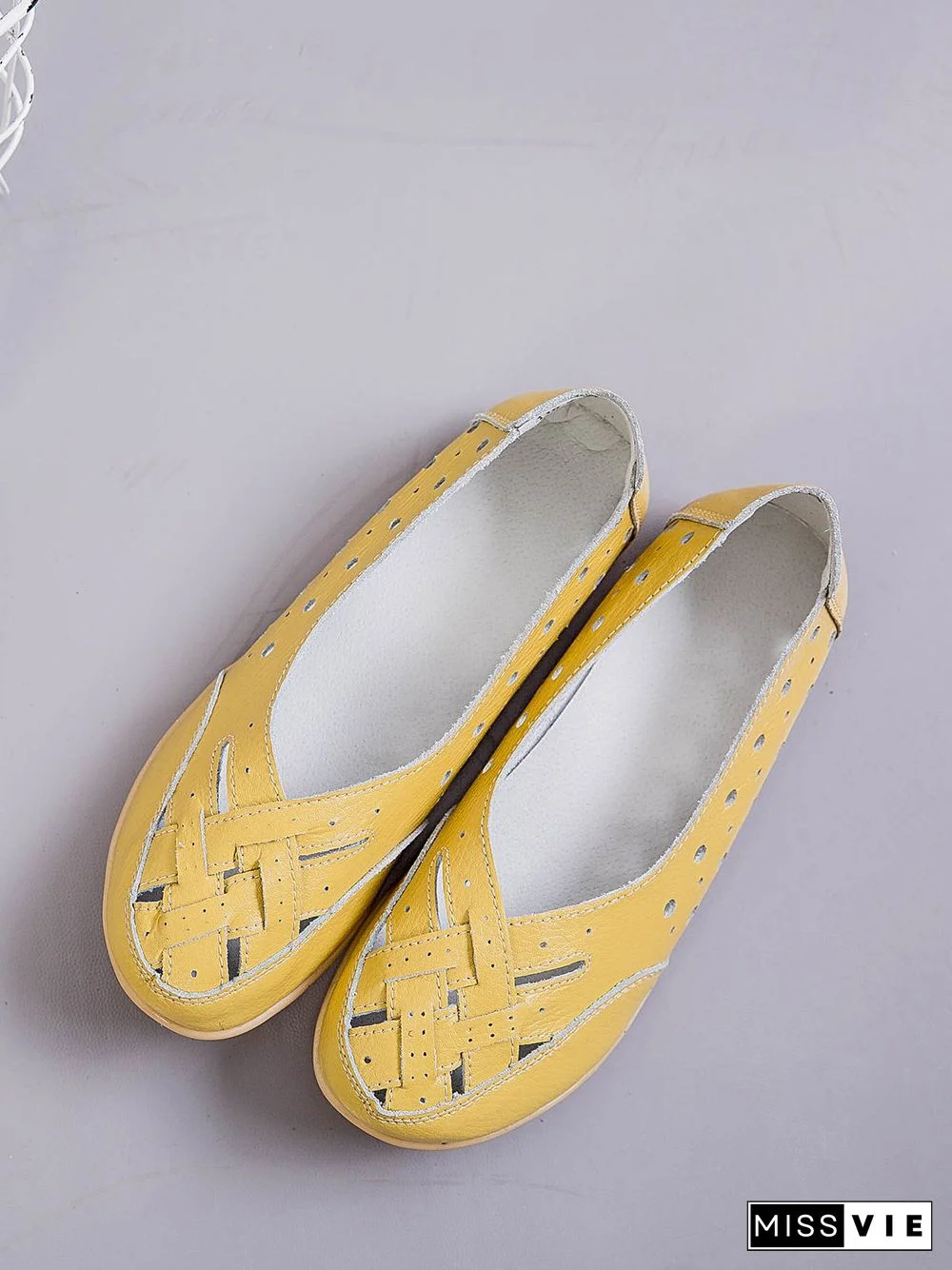 Hollow Leather Soft Sole Shoes