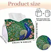 Diamond Art Tissue Box Cover DIY PU Desktop Organizer Large(peacock)