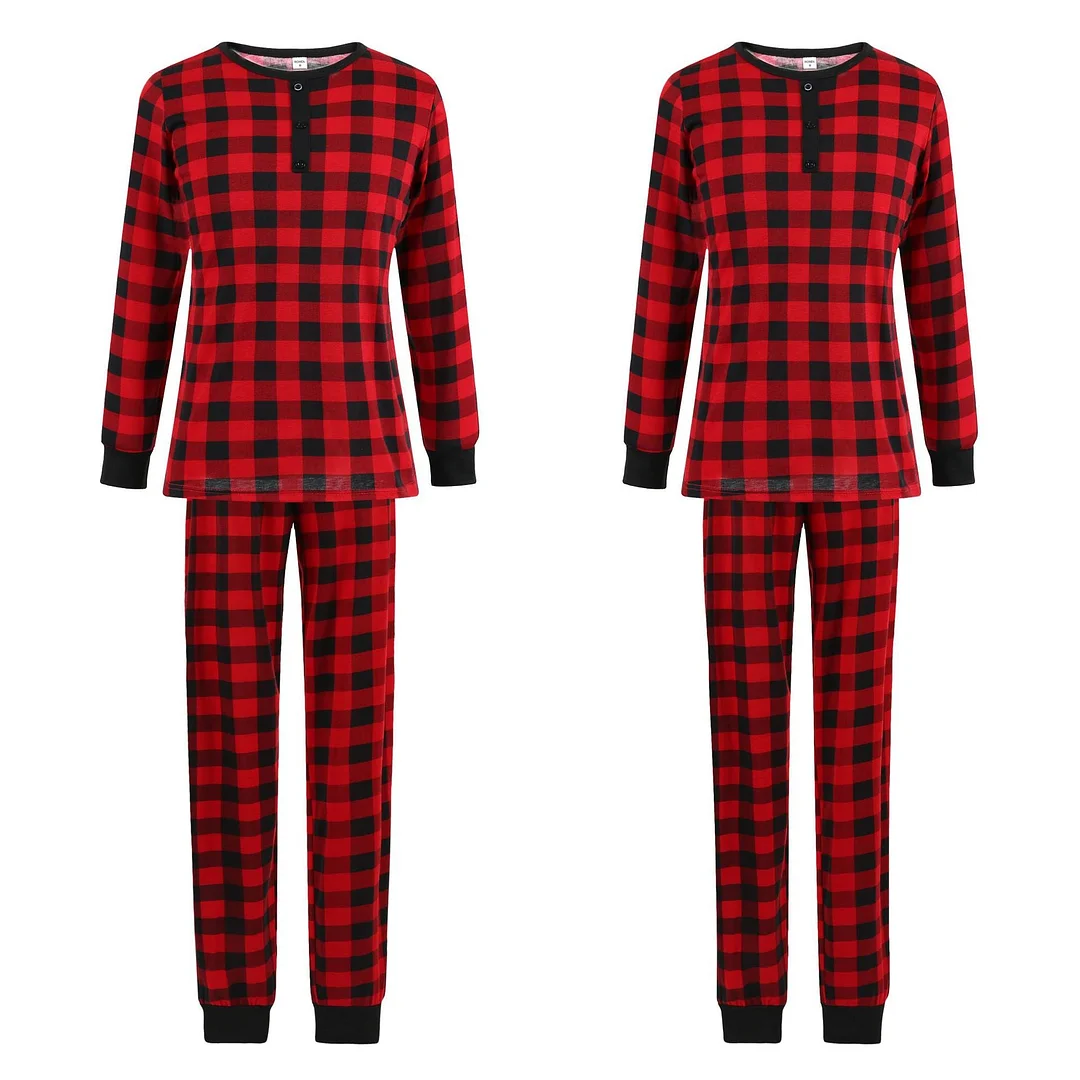 Christmas Black-Red Plaid Family Matching Pajamas Set  (with Pet Dog Clothes)