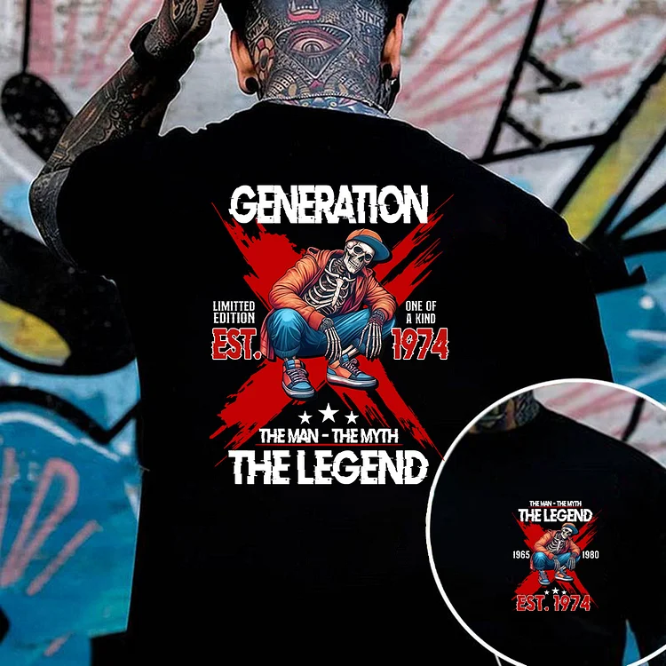 Vintage Generation X 2 Side T-shirt, Skull  Shirt, Gen X Attitude T shirt, Hoodie, Custom Year Of Birth Sweatshirt
