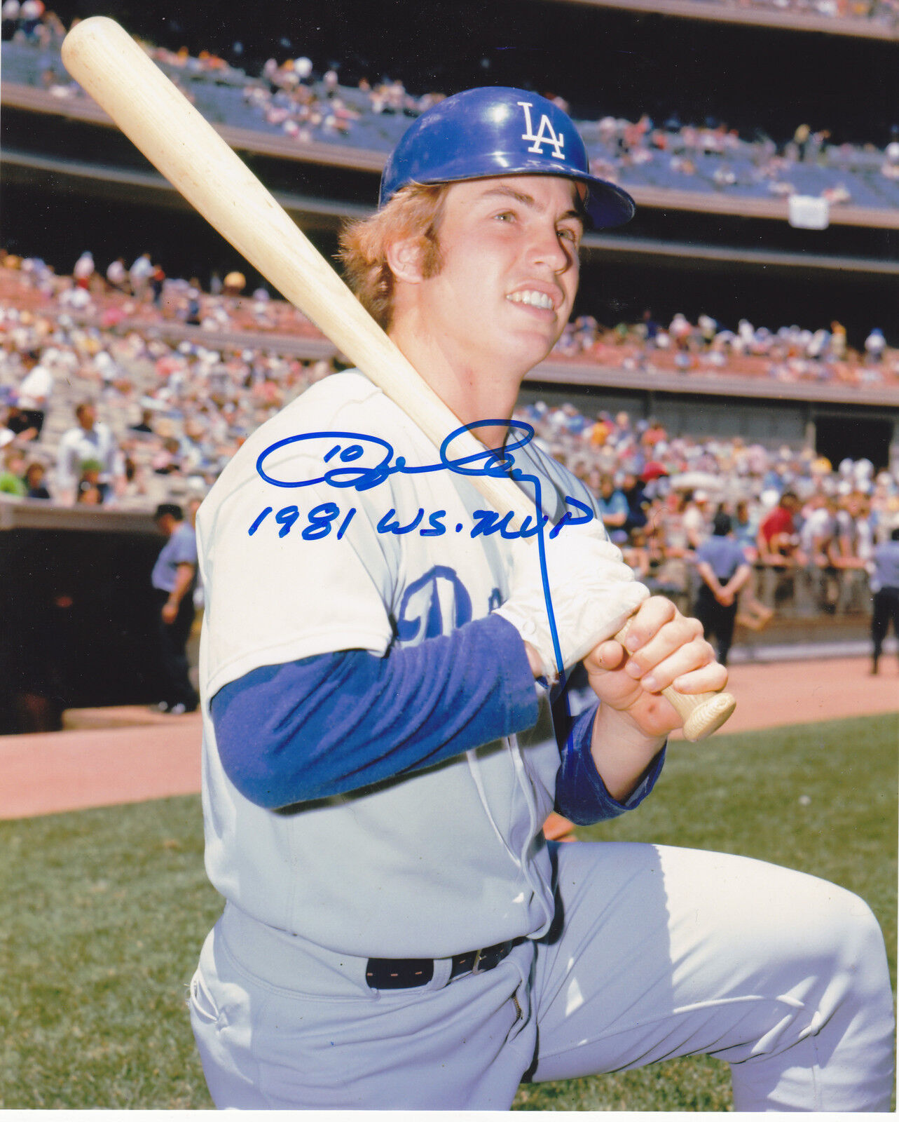 RON CEY LOS ANGELES DODGERS 1981 WS MVP ACTION SIGNED 8x10