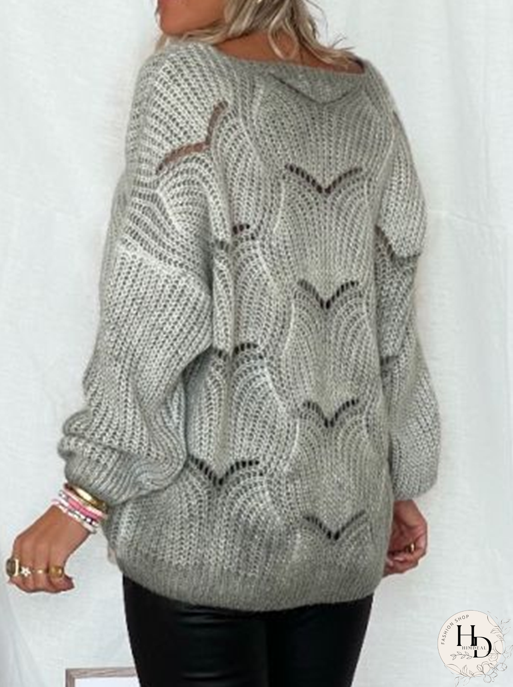 Solid Long Sleeve V neck Casual Sweater coat