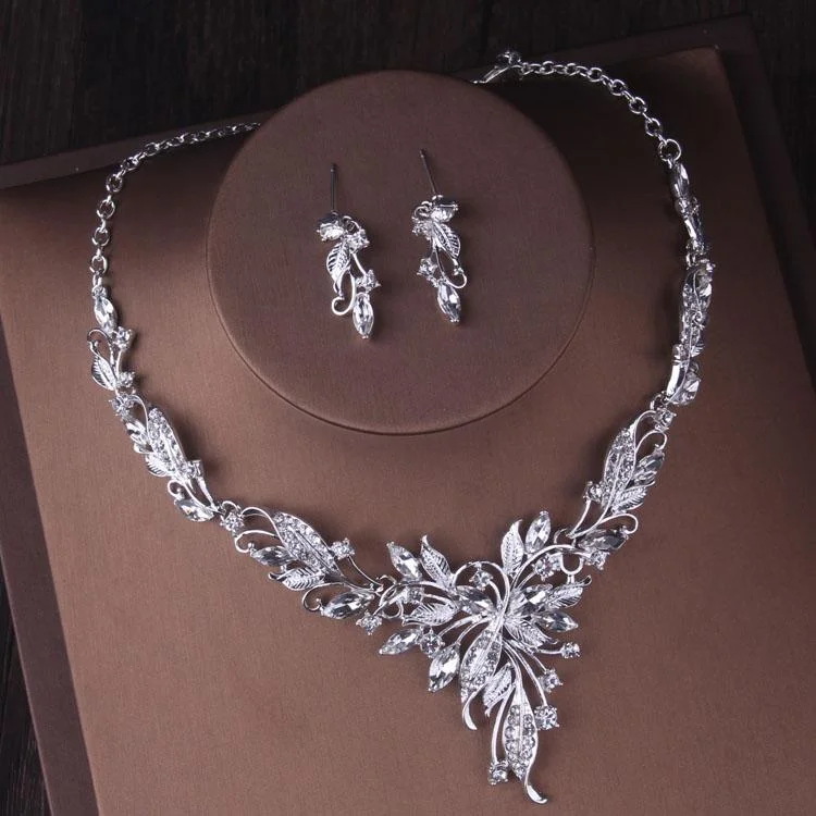 Silver Color Crystal Bridal Jewelry Sets