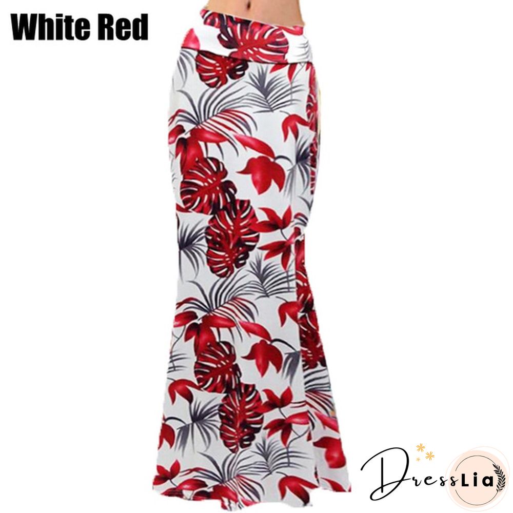 Womenufashion Summer Long Skirts Maxi Skirt Floral Print Casual Skirts High Waist Long Dress Plus Size